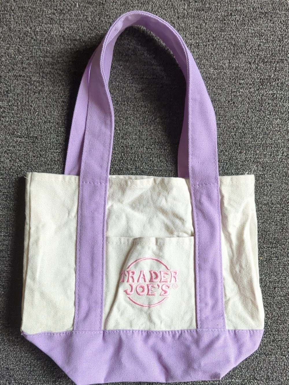 Trader Joe's Lavender & Cream Canvas Tote Bag